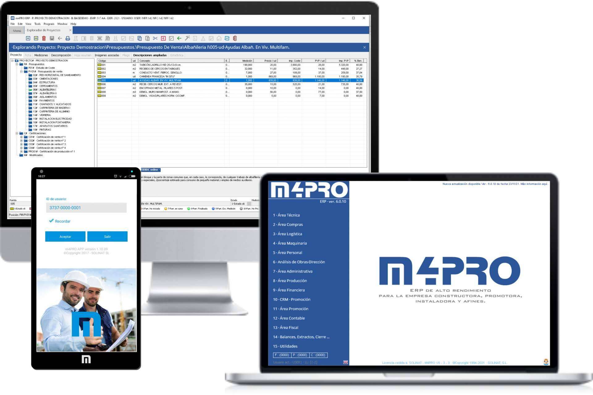 El software ERP de gestión empresarial de SOLINAT para compañías constructoras