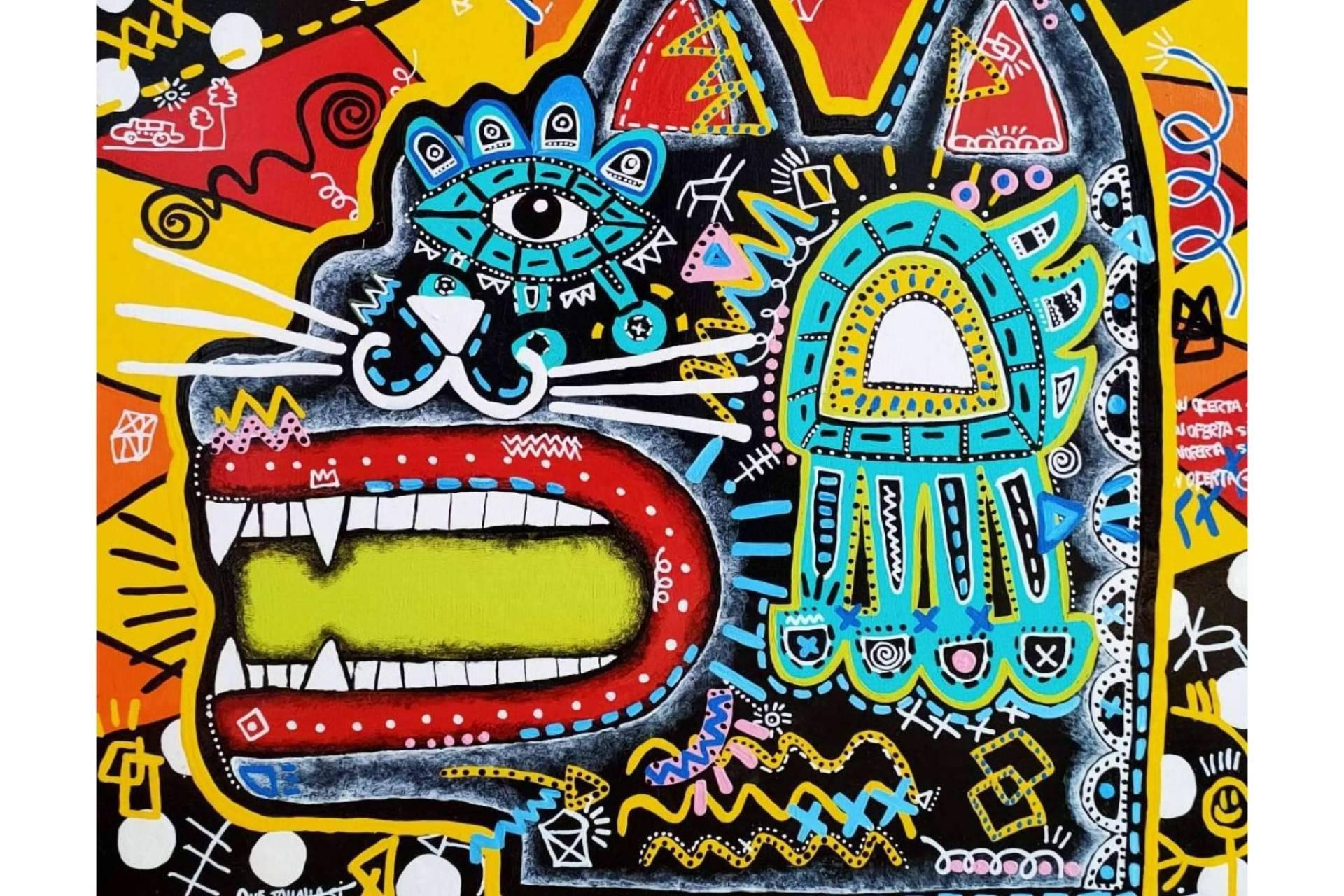 El artista que hace investigación de memoria cultural combinada con arte urbano, Guto Ajayu