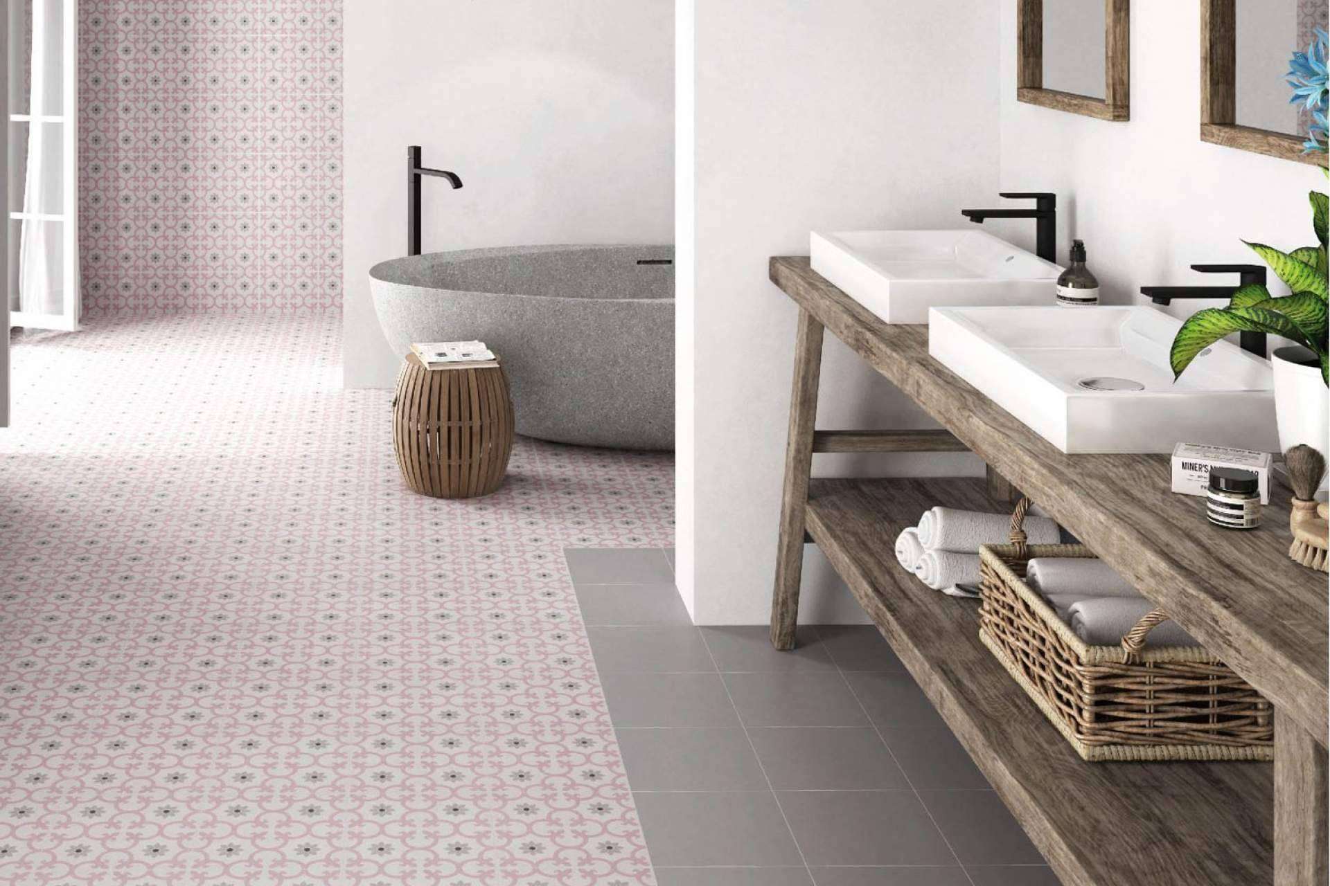 Atreverse a instalar azulejos rosas en cocinas y baños