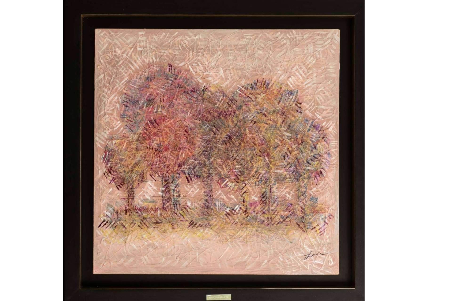 El cuadro 'Mi Mundo es Rosa' de Lorena Martín forma parte de la galería Hilos de Marte