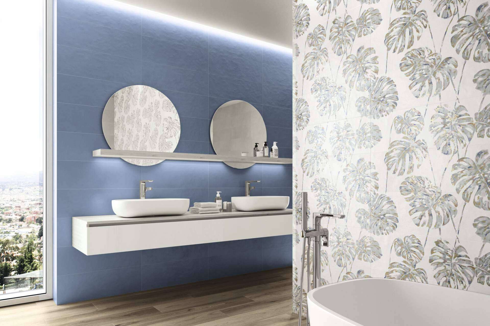 Estilo botánico, los azulejos con flores para baño que están en tendencia